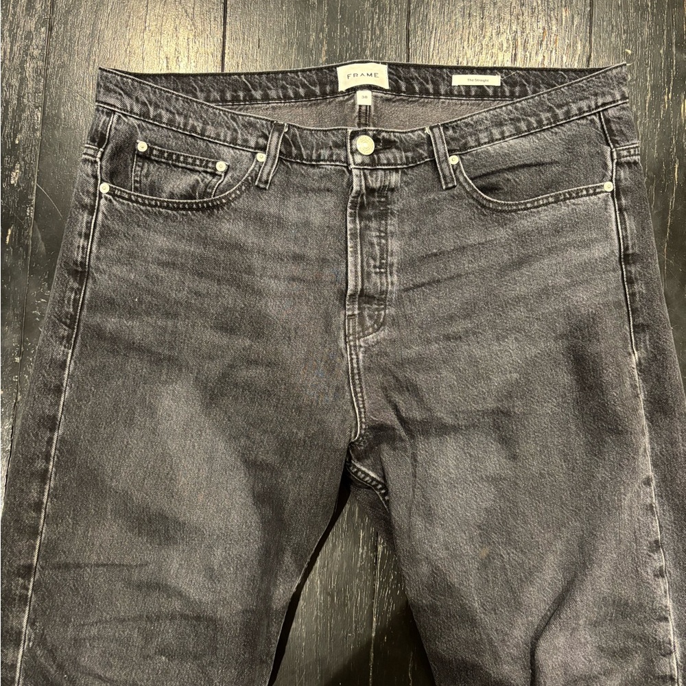 Frame Denim Men's Faded Black Straight Jeans